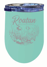 Load image into Gallery viewer, Roatan Honduras Souvenir 12 oz Engraved Insulated Wine Stainless Steel Tumbler Seafoam 2-Pack
