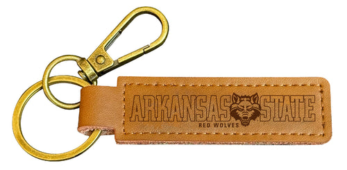 Arkansas State Leather Keychain 3.25