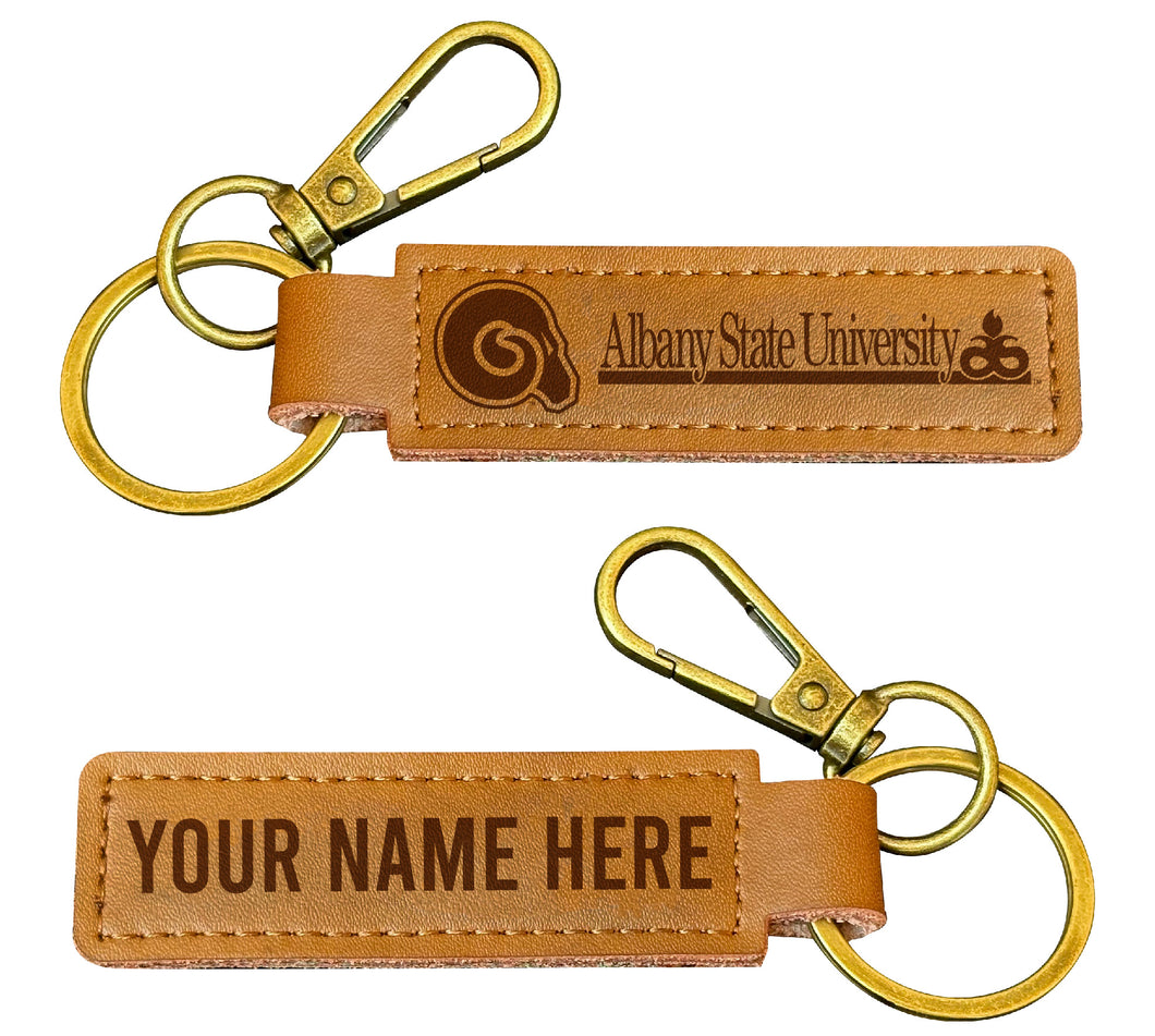 Albany State University Customizable Leather Keychain 3.25