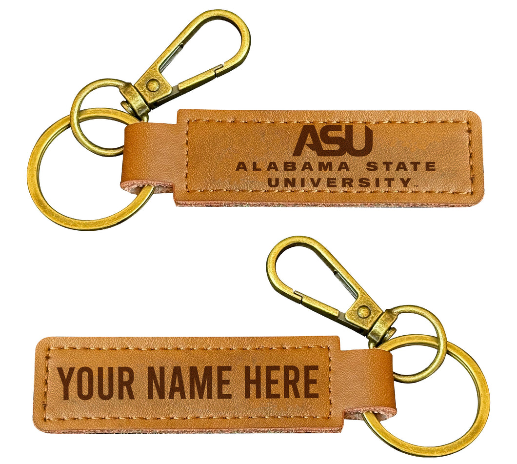 Alabama State University Customizable Leather Keychain 3.25