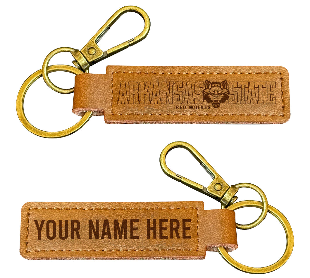 Arkansas State Customizable Leather Keychain 3.25