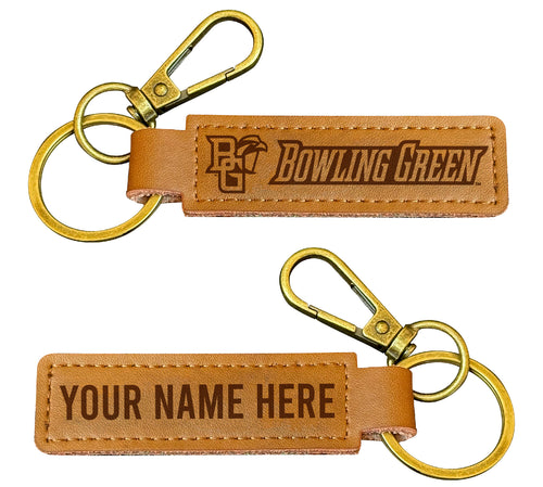 Bowling Green Falcons Customizable Leather Keychain 3.25