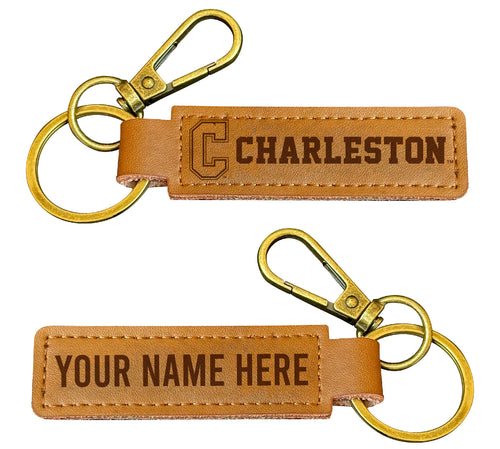 College of Charleston Customizable Leather Keychain 3.25