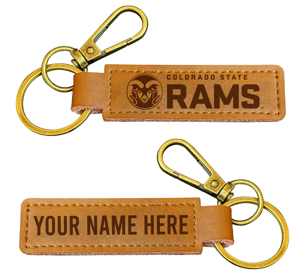 Colorado State Rams Customizable Leather Keychain 3.25