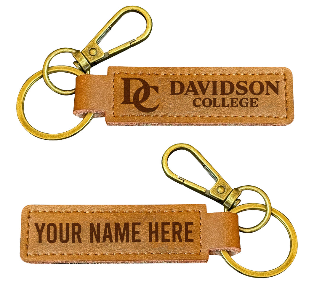 Davidson College Customizable Leather Keychain 3.25