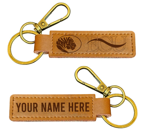 East Central University Tigers Customizable Leather Keychain 3.25