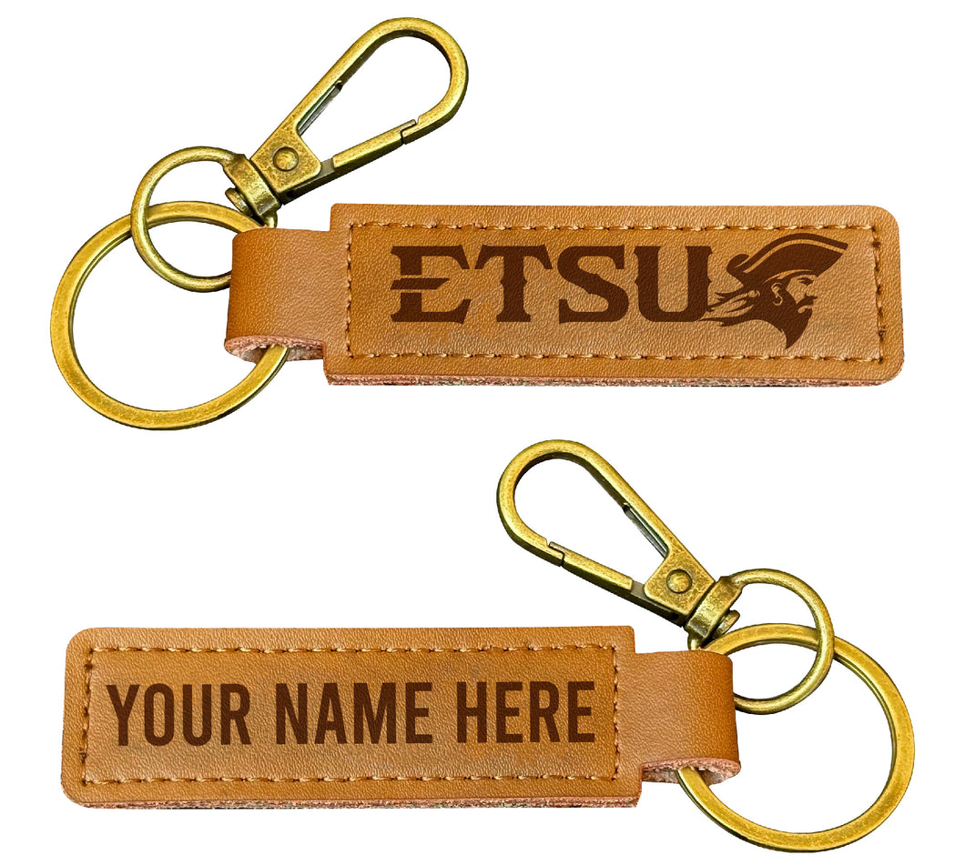 East Tennessee State University Customizable Leather Keychain 3.25