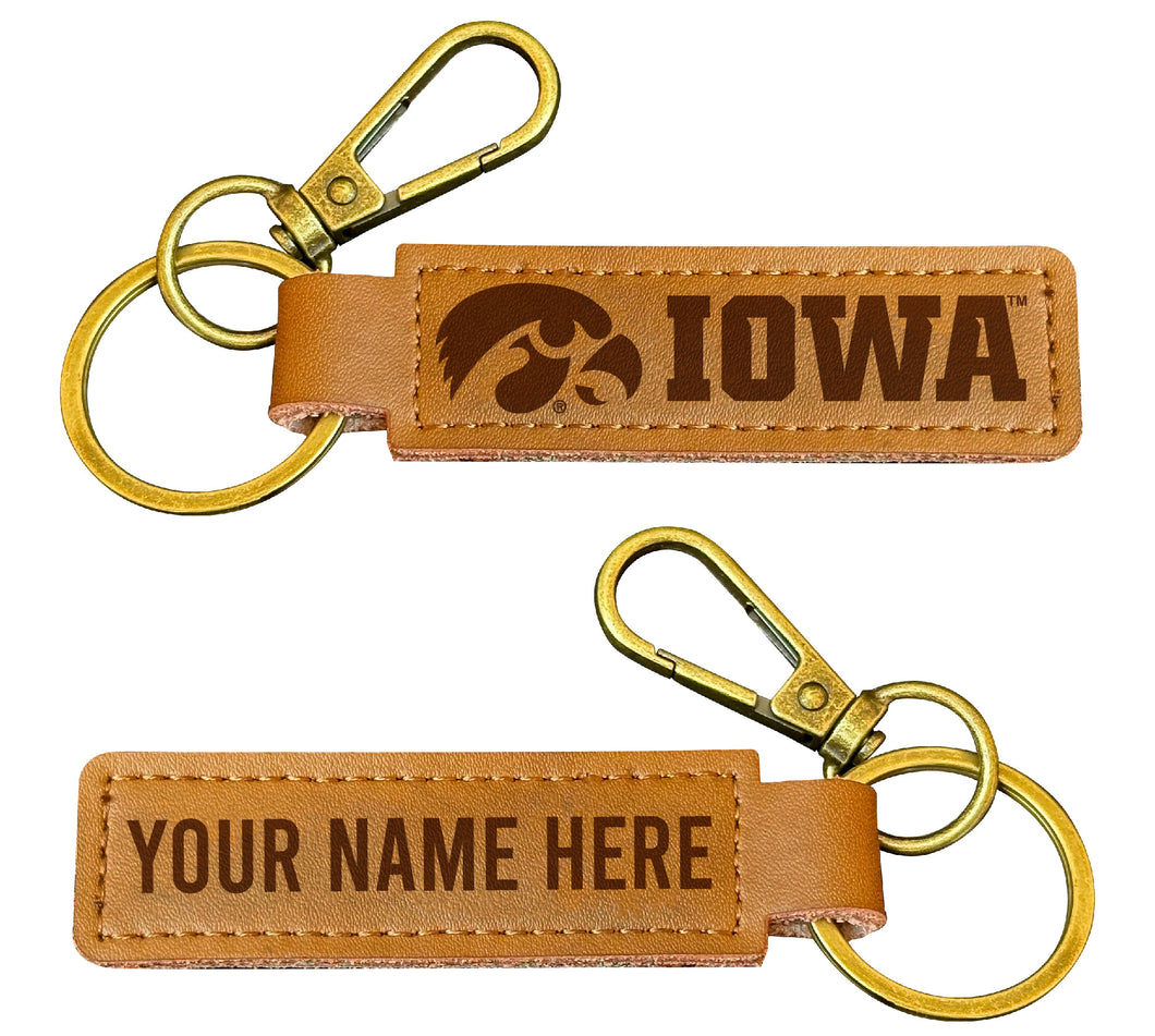 Iowa Hawkeyes Customizable Leather Keychain 3.25