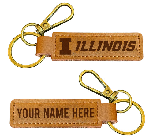 Illinois Fighting Illini Customizable Leather Keychain 3.25