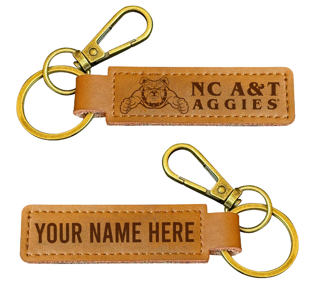 North Carolina A&T State Aggies Customizable Leather Keychain 3.25