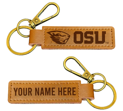 Oregon State Beavers Customizable Leather Keychain 3.25