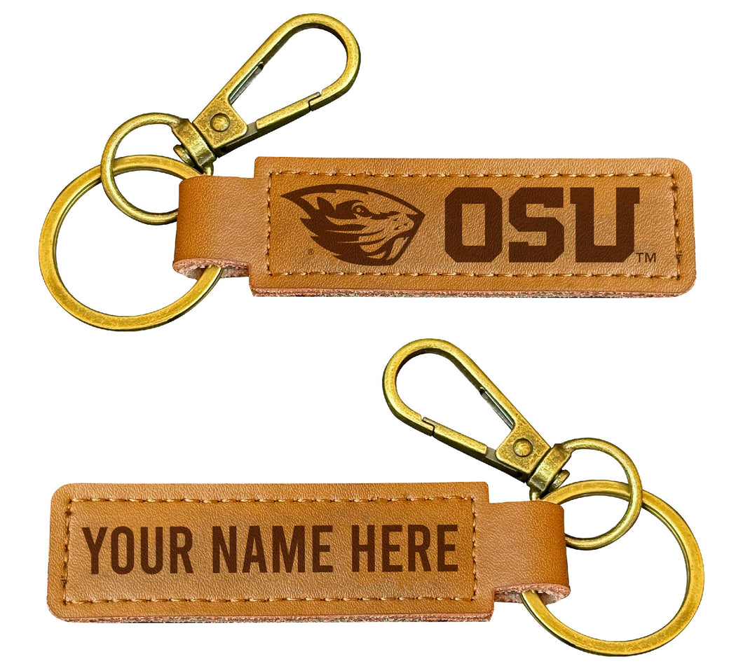 Oregon State Beavers Customizable Leather Keychain 3.25