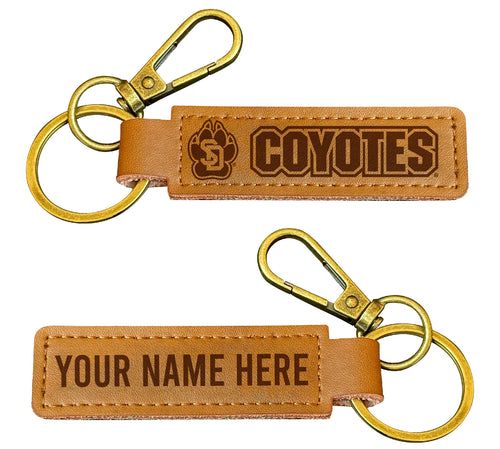 South Dakota Coyotes Customizable Leather Keychain 3.25