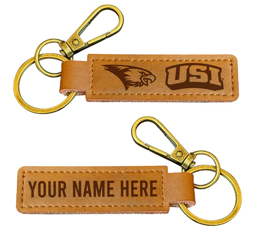 University of Southern Indiana Customizable Leather Keychain 3.25