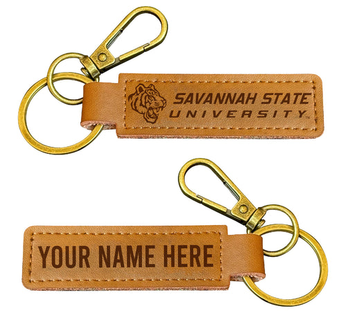 Savannah State University Customizable Leather Keychain 3.25