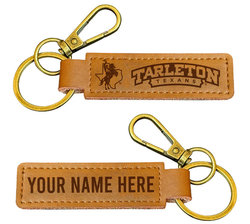 Tarleton State University Customizable Leather Keychain 3.25