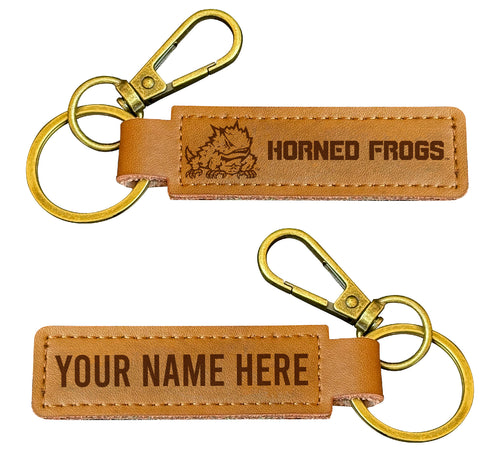 Texas Christian University Customizable Leather Keychain 3.25