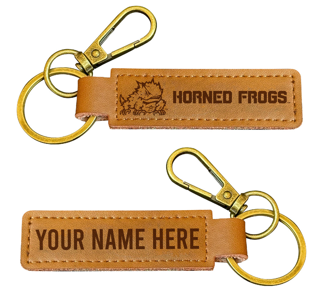 Texas Christian University Customizable Leather Keychain 3.25