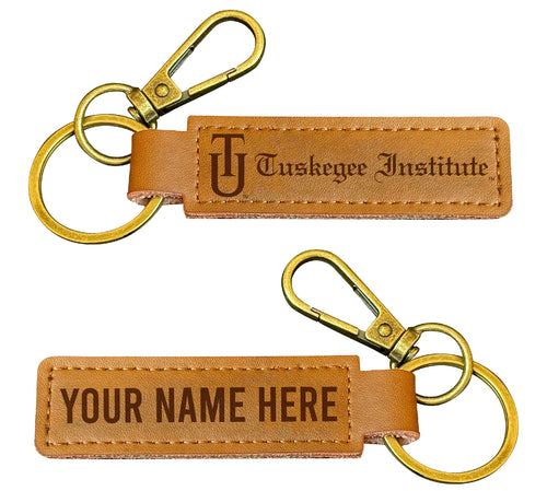 Tuskegee University Customizable Leather Keychain 3.25