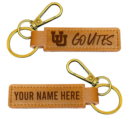 Utah Utes Customizable Leather Keychain 3.25