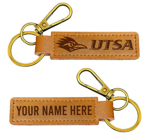 UTSA Road Runners Customizable Leather Keychain 3.25