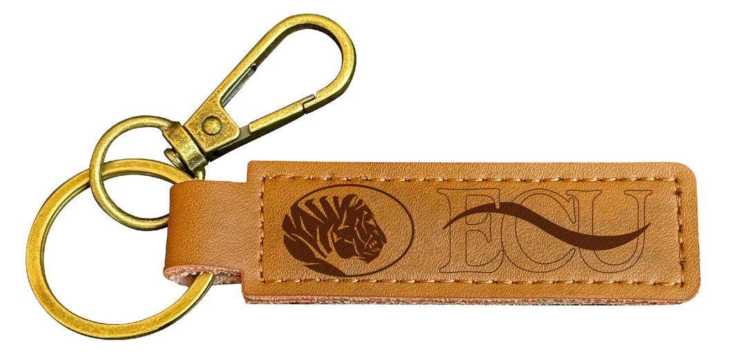 East Central University Tigers Leather Keychain 3.25