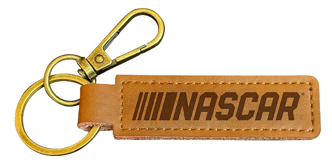 Nascar Leather Keychain 3.25