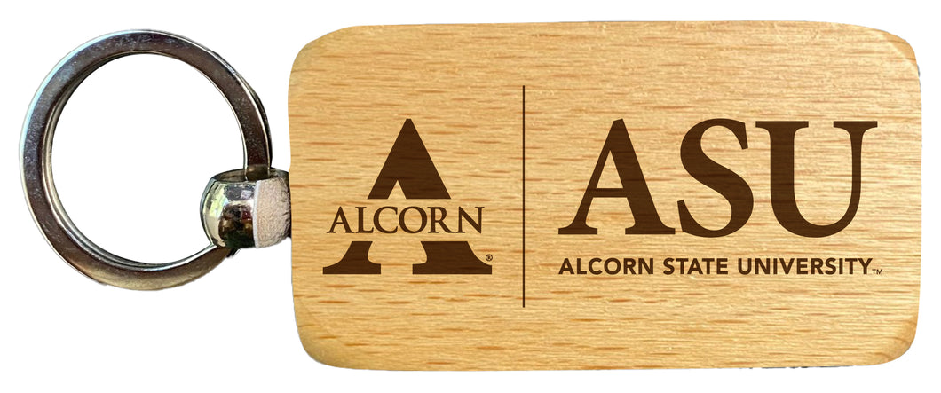 Alcorn State Braves 2.5 x 1-Inch Engraved Wooden Keychain Officially Licensed Collegiate Product Single Unit