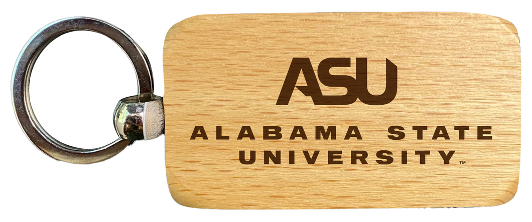 Alabama State University 2.5 x 1-Inch Engraved Wooden Keychain Officially Licensed Collegiate Product Single Unit