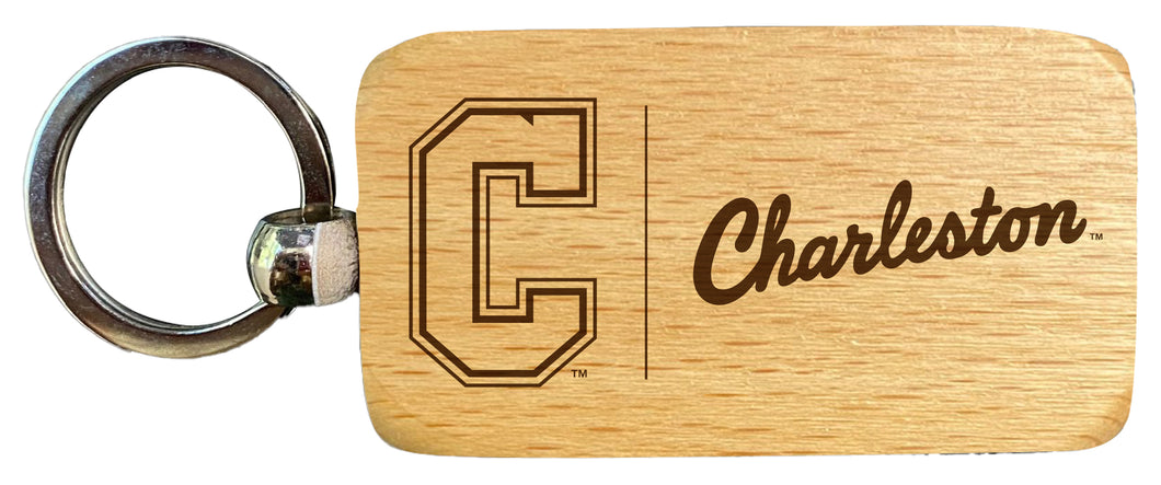 College of Charleston 2.5 x 1-Inch Engraved Wooden Keychain Officially Licensed Collegiate Product Single Unit