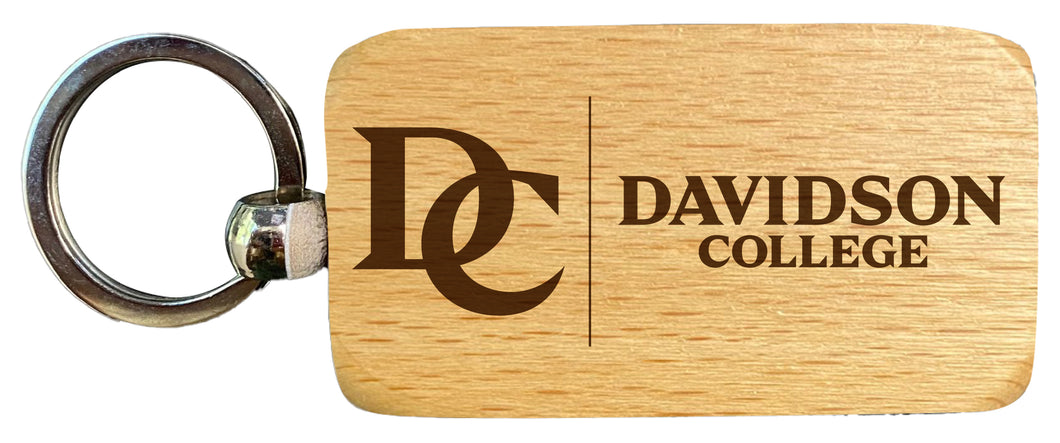 Davidson College 2.5 x 1-Inch Engraved Wooden Keychain Officially Licensed Collegiate Product Single Unit