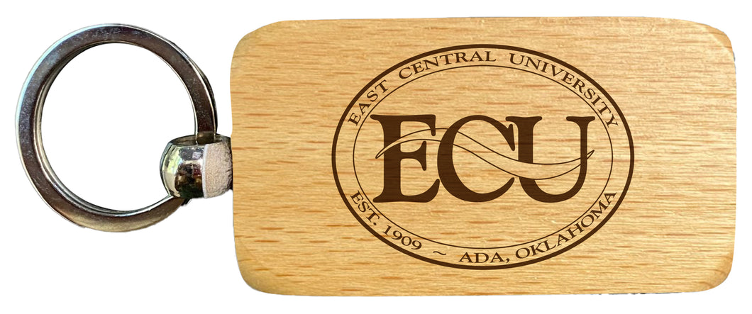 East Central University Tigers 2.5 x 1-Inch Engraved Wooden Keychain Officially Licensed Collegiate Product Single Unit