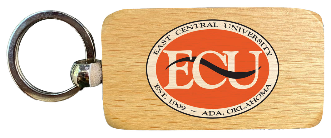 East Central University Tigers 2.5 x 1-Inch Wooden Keychain Officially Licensed Collegiate Product Single