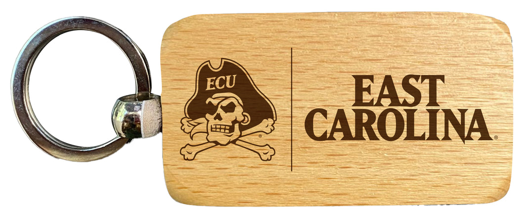 East Carolina Pirates 2.5 x 1-Inch Engraved Wooden Keychain Officially Licensed Collegiate Product Single Unit