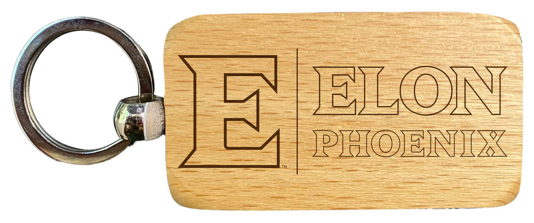 Elon University 2.5 x 1-Inch Engraved Wooden Keychain Officially Licensed Collegiate Product 4-Pack