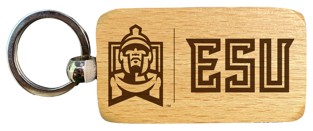 East Stroudsburg University 2.5 x 1-Inch Engraved Wooden Keychain Officially Licensed Collegiate Product 4-Pack