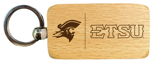 East Tennessee State University 2.5 x 1-Inch Engraved Wooden Keychain Officially Licensed Collegiate Product Single Unit