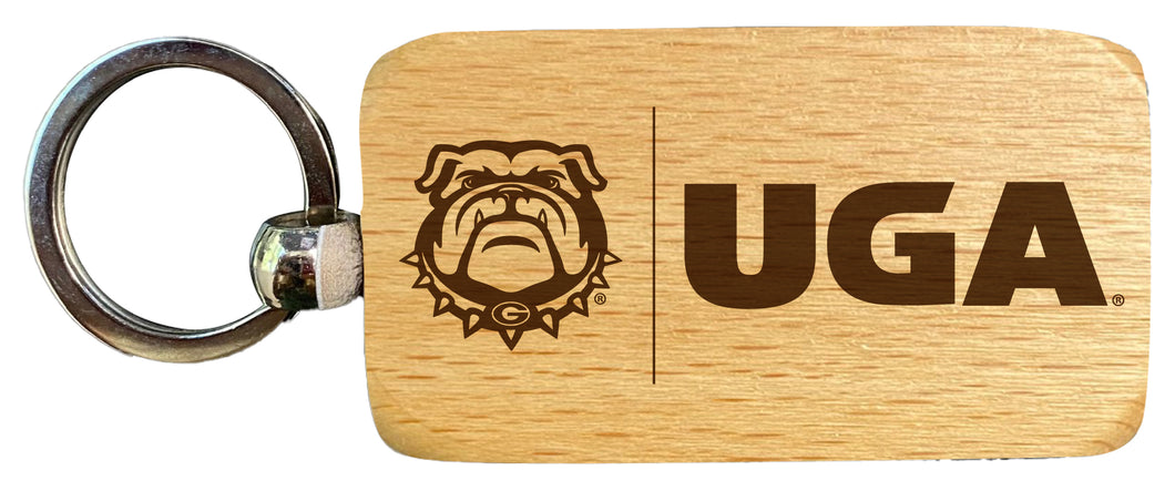 Georgia Bulldogs 2.5 x 1-Inch Engraved Wooden Keychain Officially Licensed Collegiate Product Single Unit