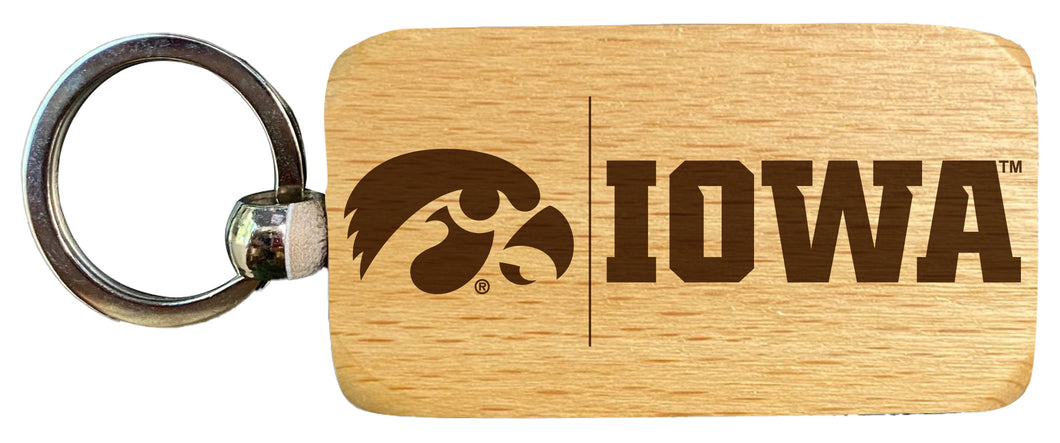 Iowa Hawkeyes 2.5 x 1-Inch Engraved Wooden Keychain Officially Licensed Collegiate Product Single Unit