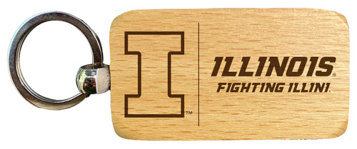 Illinois Fighting Illini 2.5 x 1-Inch Engraved Wooden Keychain Officially Licensed Collegiate Product Single Unit