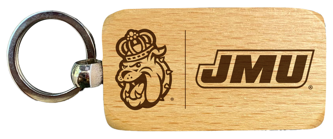 James Madison Dukes 2.5 x 1-Inch Engraved Wooden Keychain Officially Licensed Collegiate Product 2-Pack