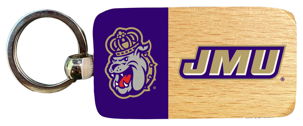 James Madison Dukes 2.5 x 1-Inch Wooden Keychain Officially Licensed Collegiate Product 2-Pack