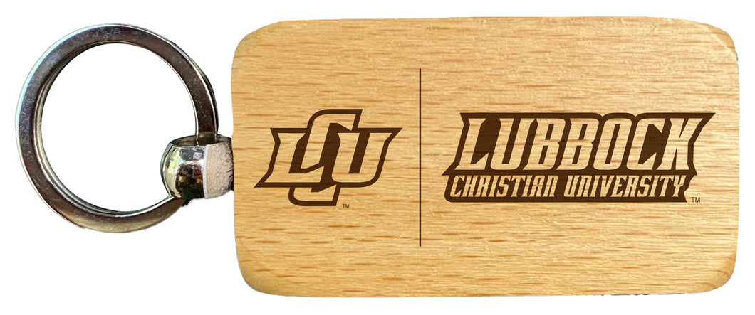 Lubbock Christian University Chaparral 2.5 x 1-Inch Engraved Wooden Keychain Officially Licensed Collegiate Product Single Unit