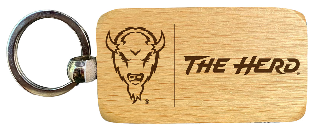 Marshall Thundering Herd 2.5 x 1-Inch Engraved Wooden Keychain Officially Licensed Collegiate Product Single Unit