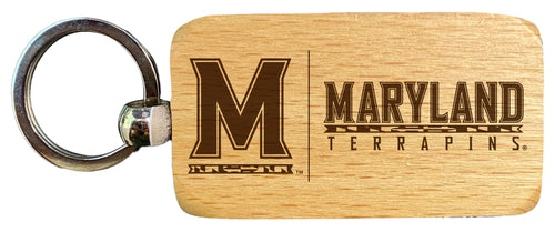 Maryland Terrapins 2.5 x 1-Inch Engraved Wooden Keychain Officially Licensed Collegiate Product Single Unit