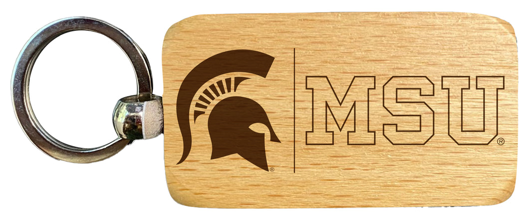 Michigan State Spartans 2.5 x 1-Inch Engraved Wooden Keychain Officially Licensed Collegiate Product Single Unit