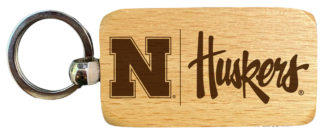 Nebraska Cornhuskers 2.5 x 1-Inch Engraved Wooden Keychain Officially Licensed Collegiate Product 2-Pack