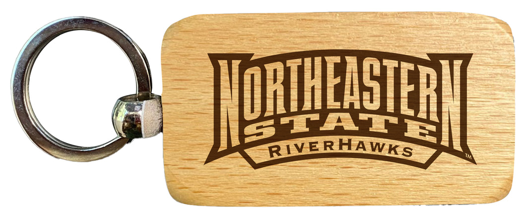 Northeastern State University Riverhawks 2.5 x 1-Inch Engraved Wooden Keychain Officially Licensed Collegiate Product Single Unit