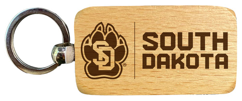 South Dakota Coyotes 2.5 x 1-Inch Engraved Wooden Keychain Officially Licensed Collegiate Product 4-Pack