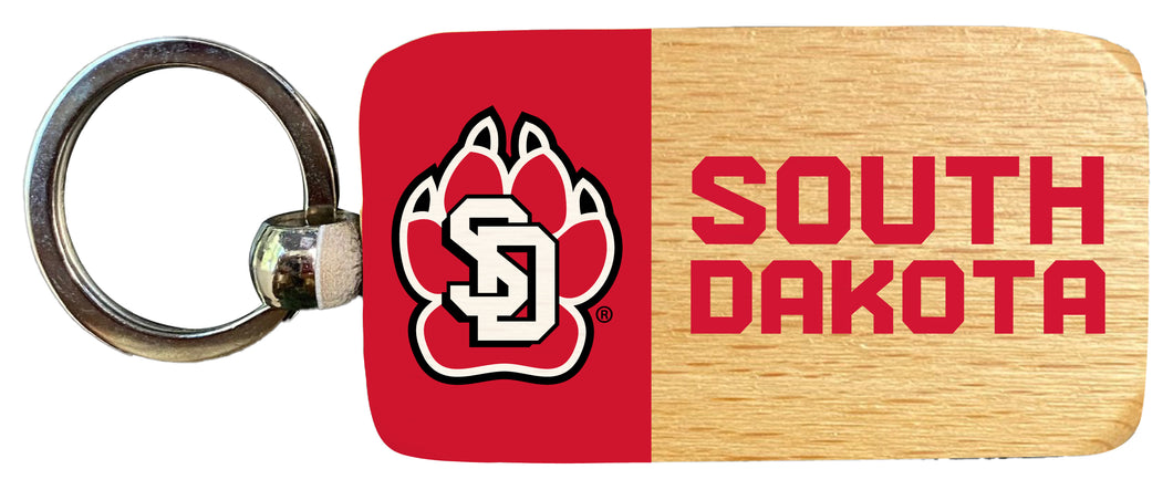 South Dakota Coyotes 2.5 x 1-Inch Wooden Keychain Officially Licensed Collegiate Product 4-Pack